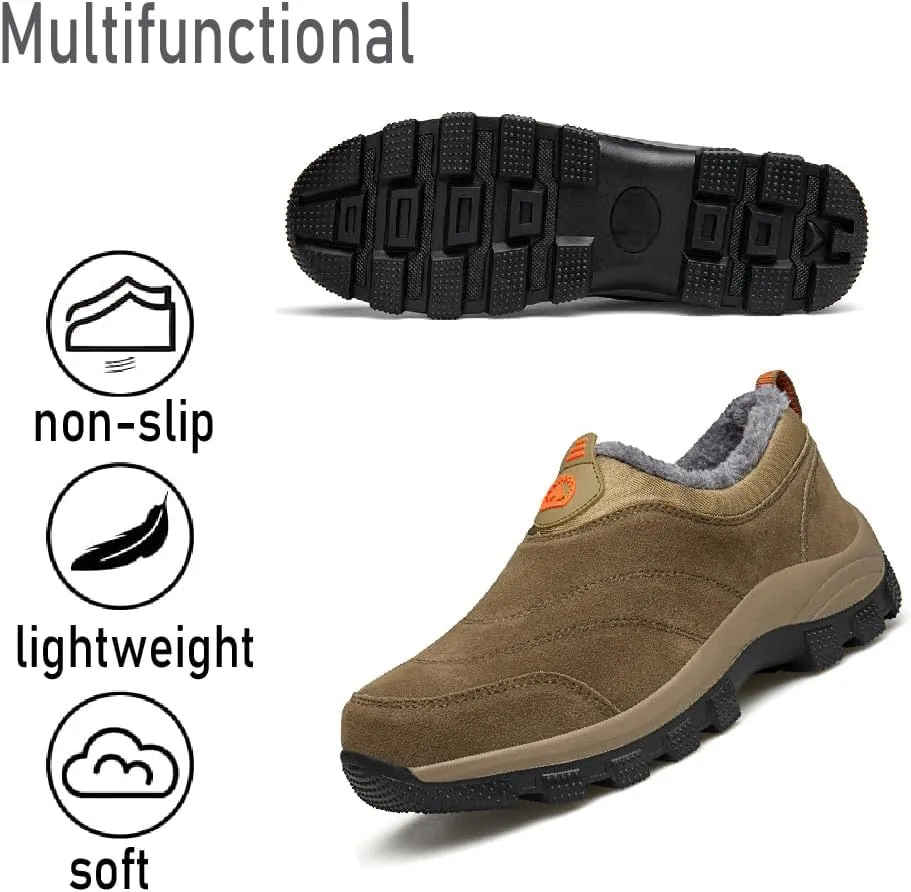 Asifn Mens Non-Slip Snow Boots Winter Outdoor Sports Fashion Casual Cotton Warm Fur Lined Hiking Shoes