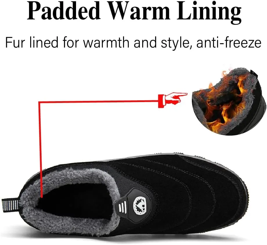 Asifn Mens Non-Slip Snow Boots Winter Outdoor Sports Fashion Casual Cotton Warm Fur Lined Hiking Shoes
