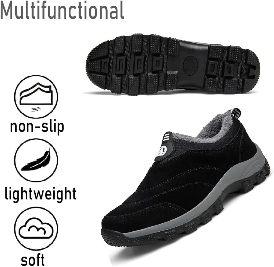 Asifn Mens Non-Slip Snow Boots Winter Outdoor Sports Fashion Casual Cotton Warm Fur Lined Hiking Shoes