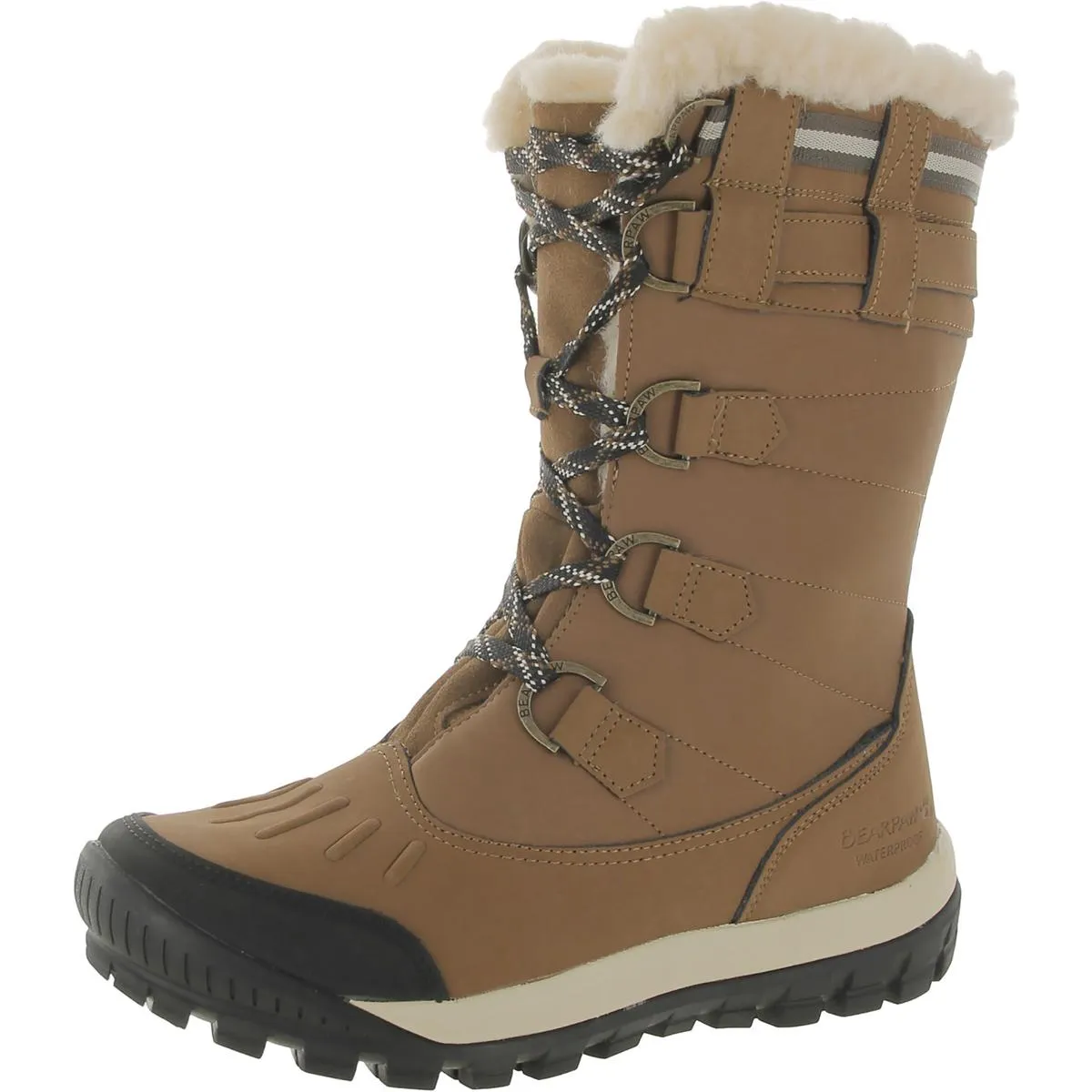 Bearpaw Womens Desdemona Leather Faux Fur Lined Snow Boots