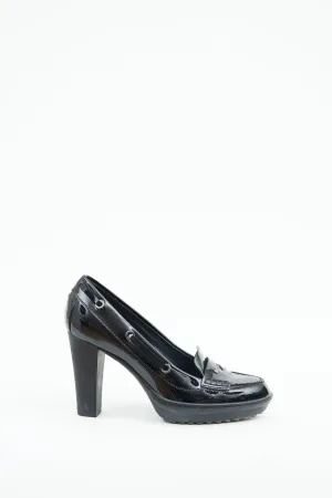 Black Patent High Heel Loafer