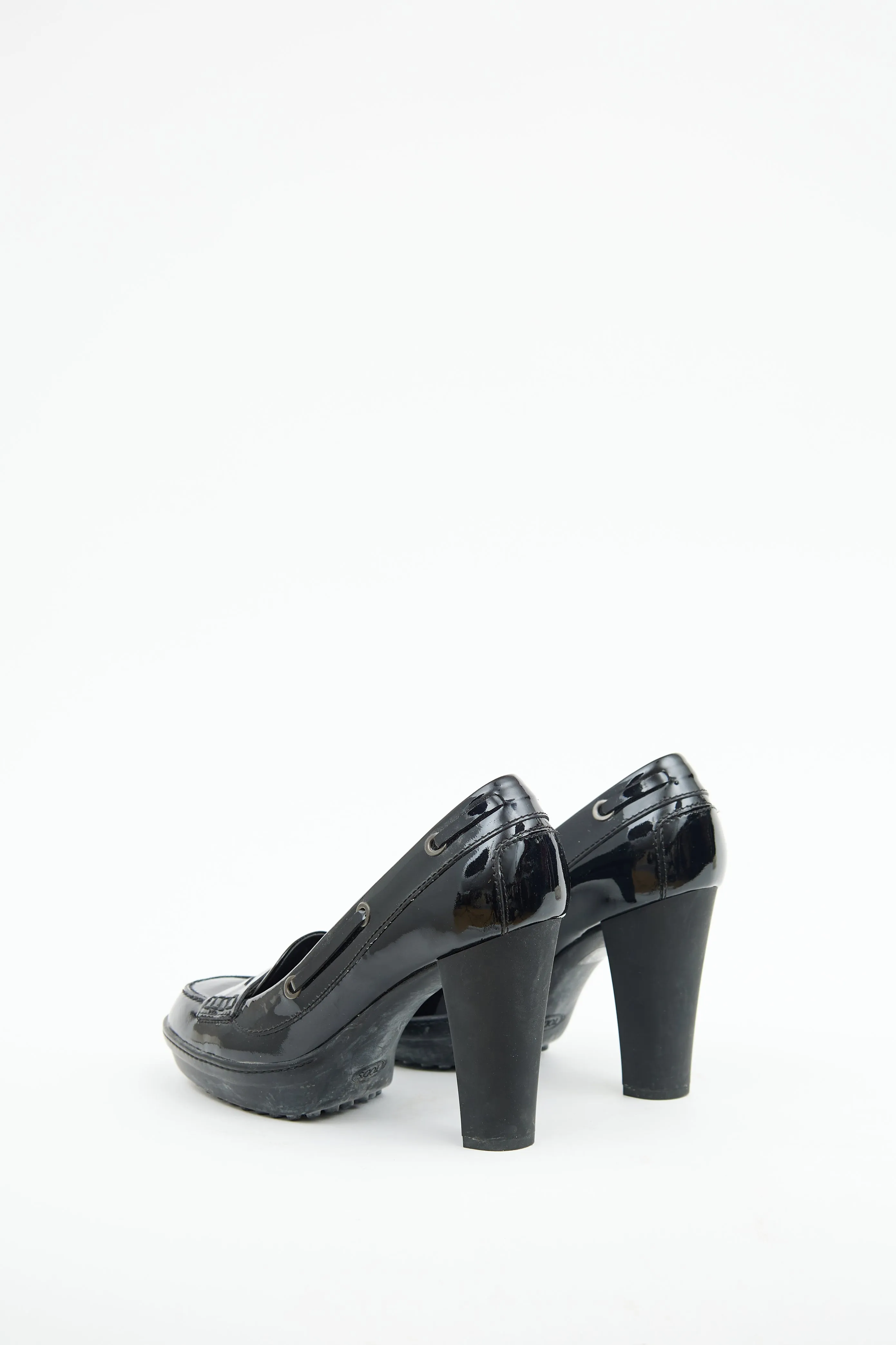 Black Patent High Heel Loafer