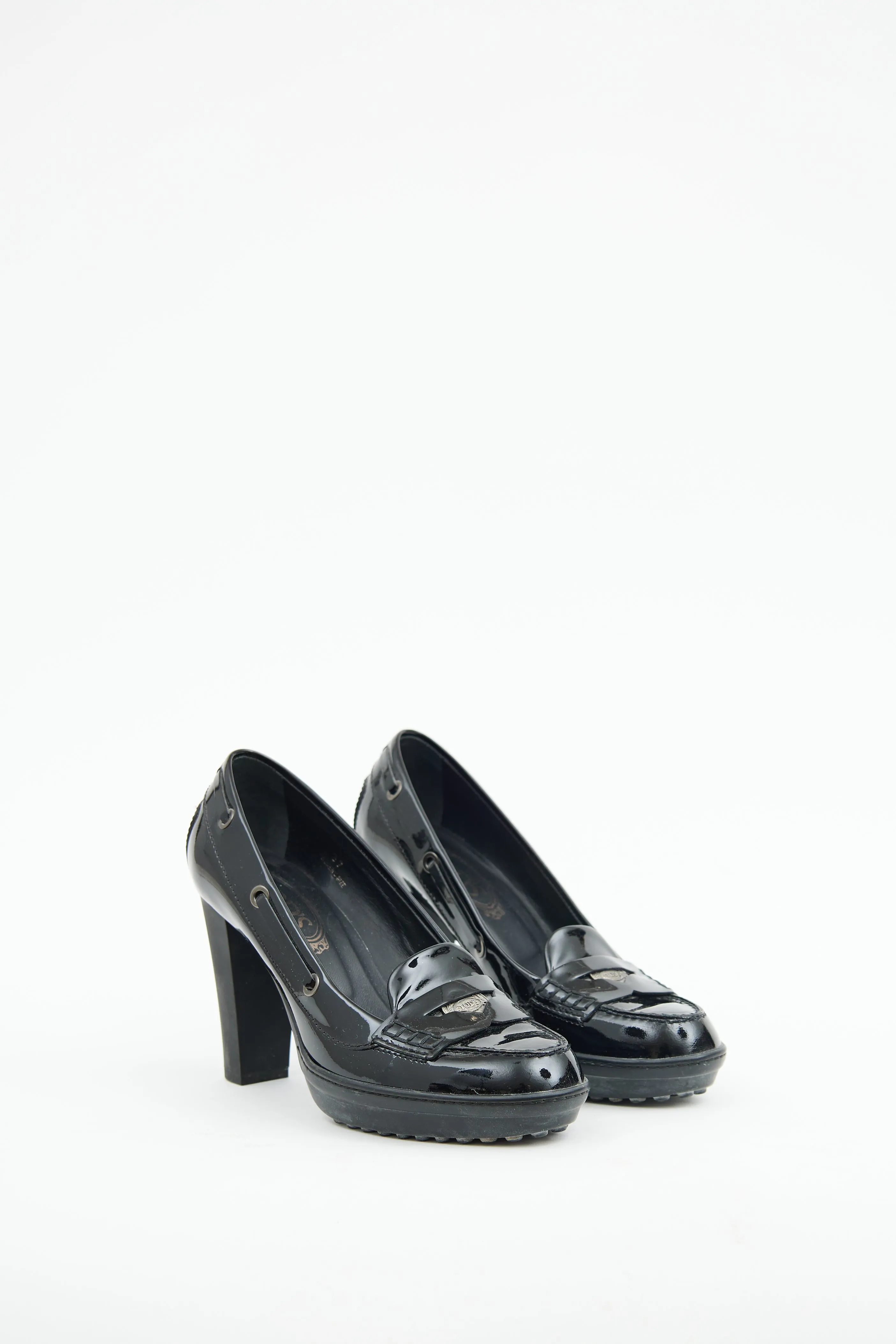 Black Patent High Heel Loafer