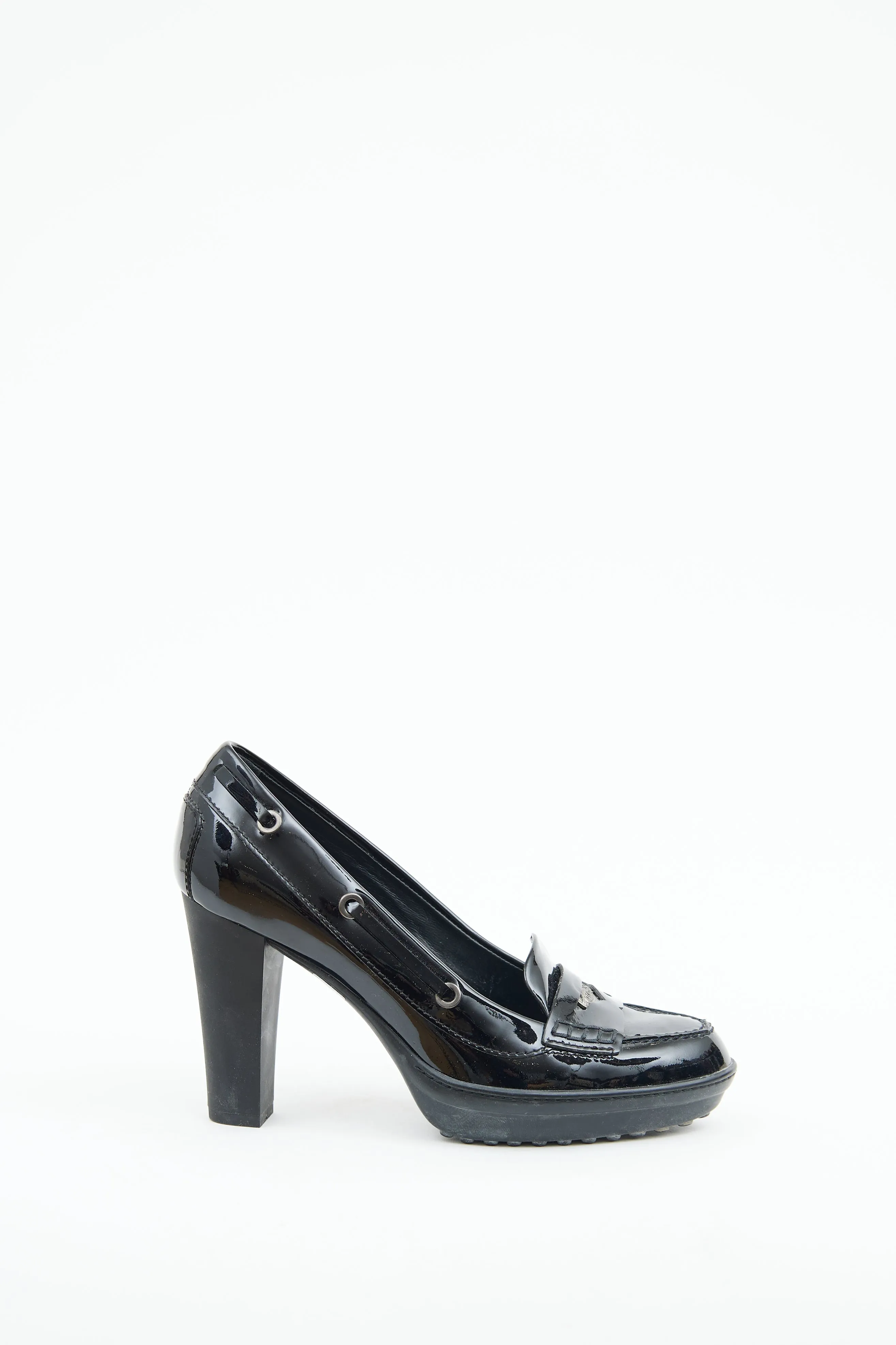 Black Patent High Heel Loafer