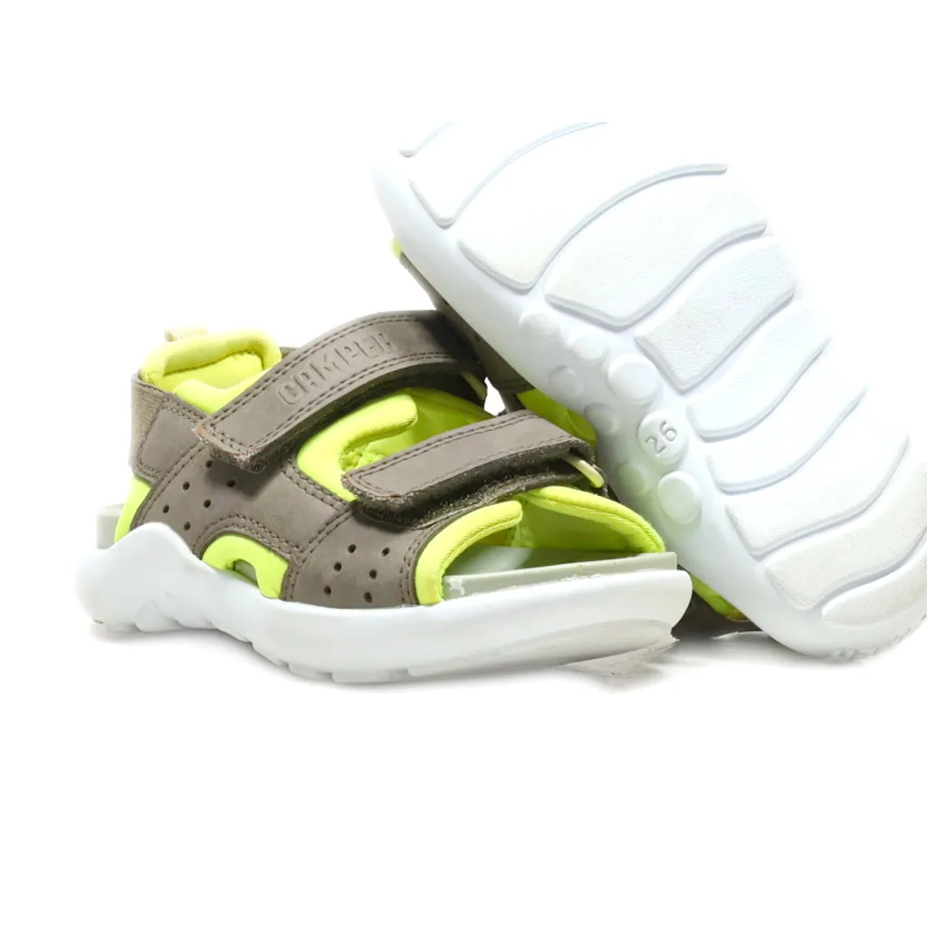 Camper Flat Sandals Leather Brown Colour For Kids
