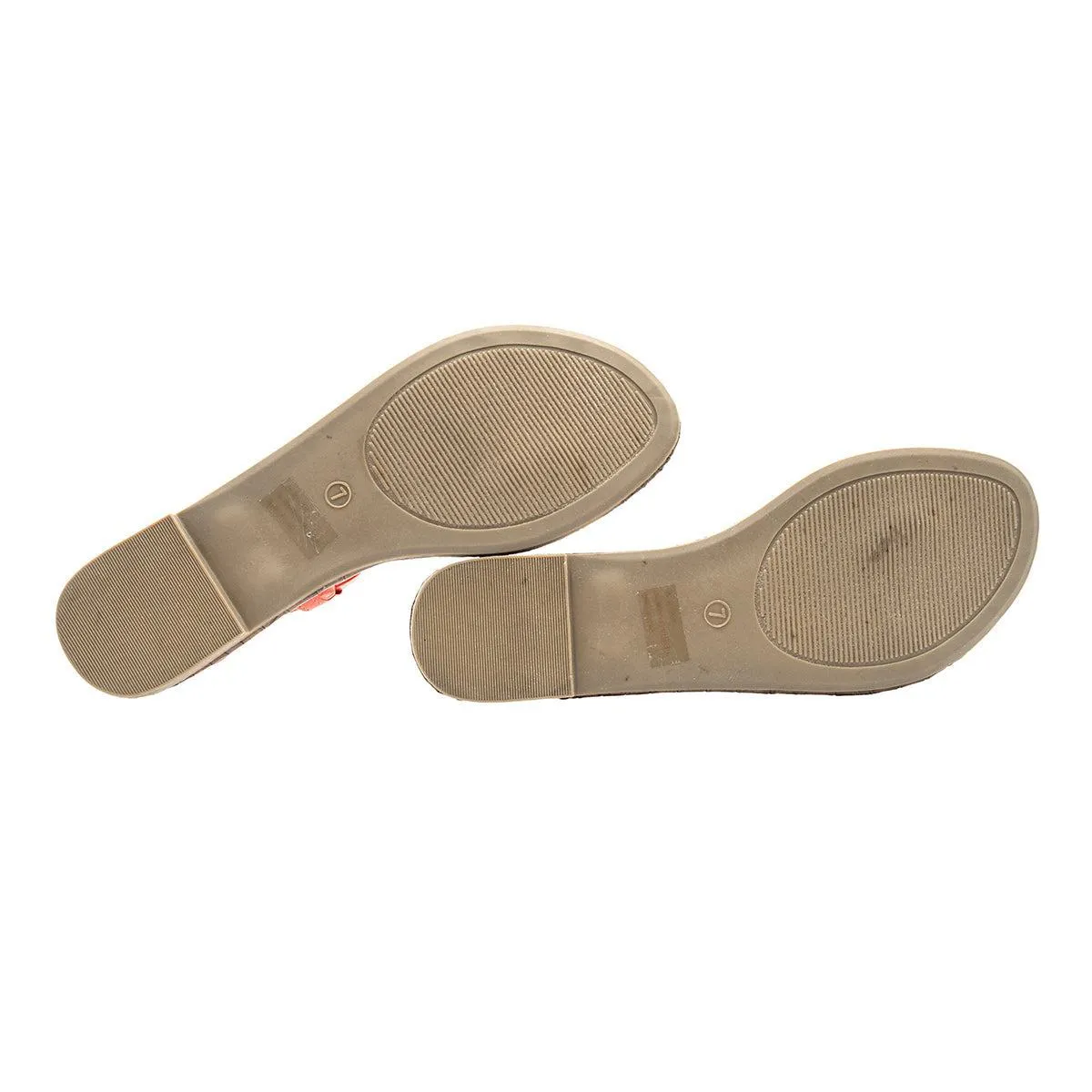 Cato Strap Flat Sandals Leather Orange Colour For Women