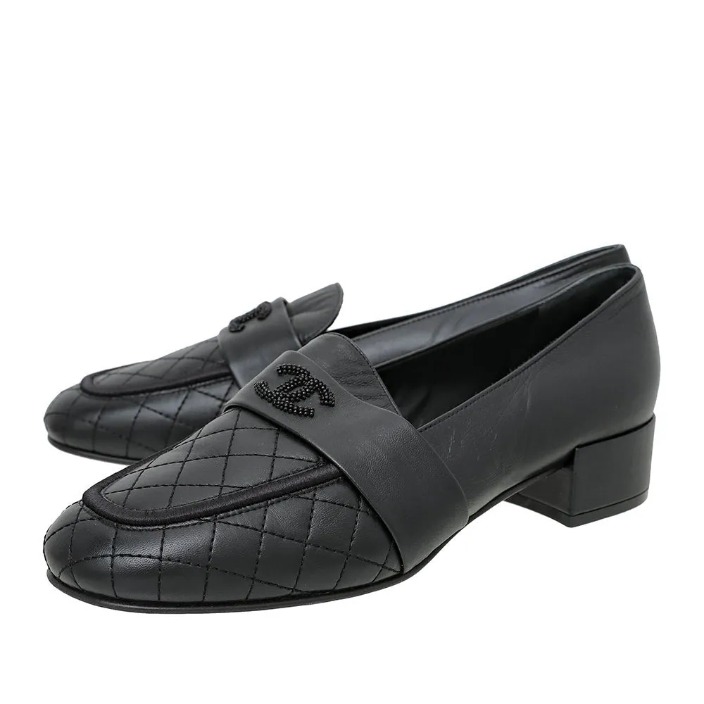 Chanel Black CC Beaded Loafer 38.5