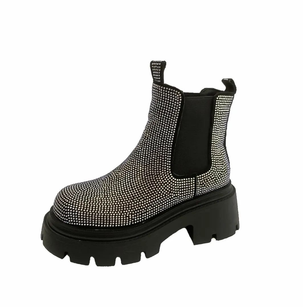 Chunky Chelsea Boots - Crystal Bling