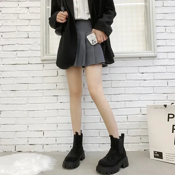 Chunky Chelsea Boots - Crystal Bling