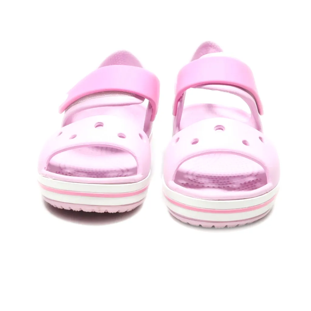 Crocs Crocband Strap Closure Flat Sandals Rubber Pink Colour For Kids