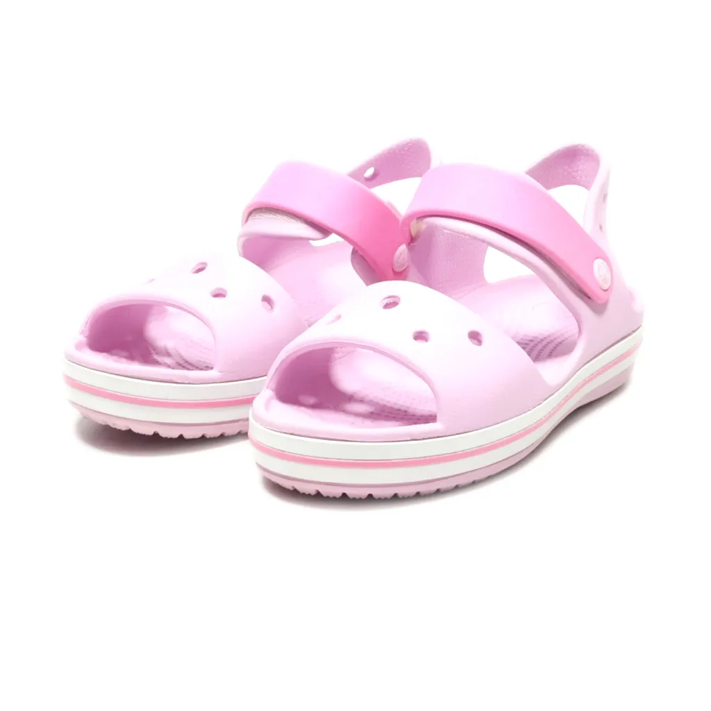 Crocs Crocband Strap Closure Flat Sandals Rubber Pink Colour For Kids