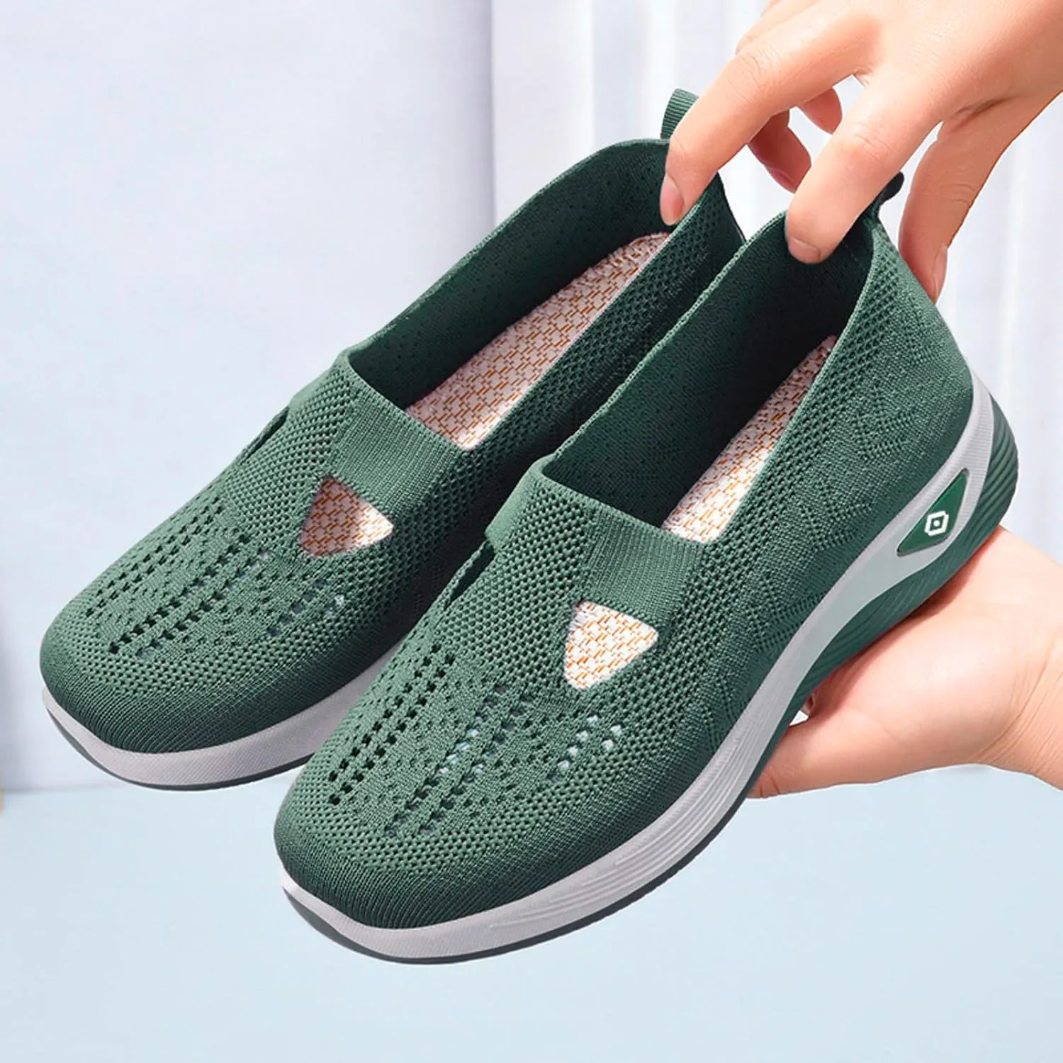 Fashion Summer Women Sports Shoes Flat Bottom Non Slip Mesh Hollow Upper Breathable Soft Slip On Casual Style Shoes for Men Wide