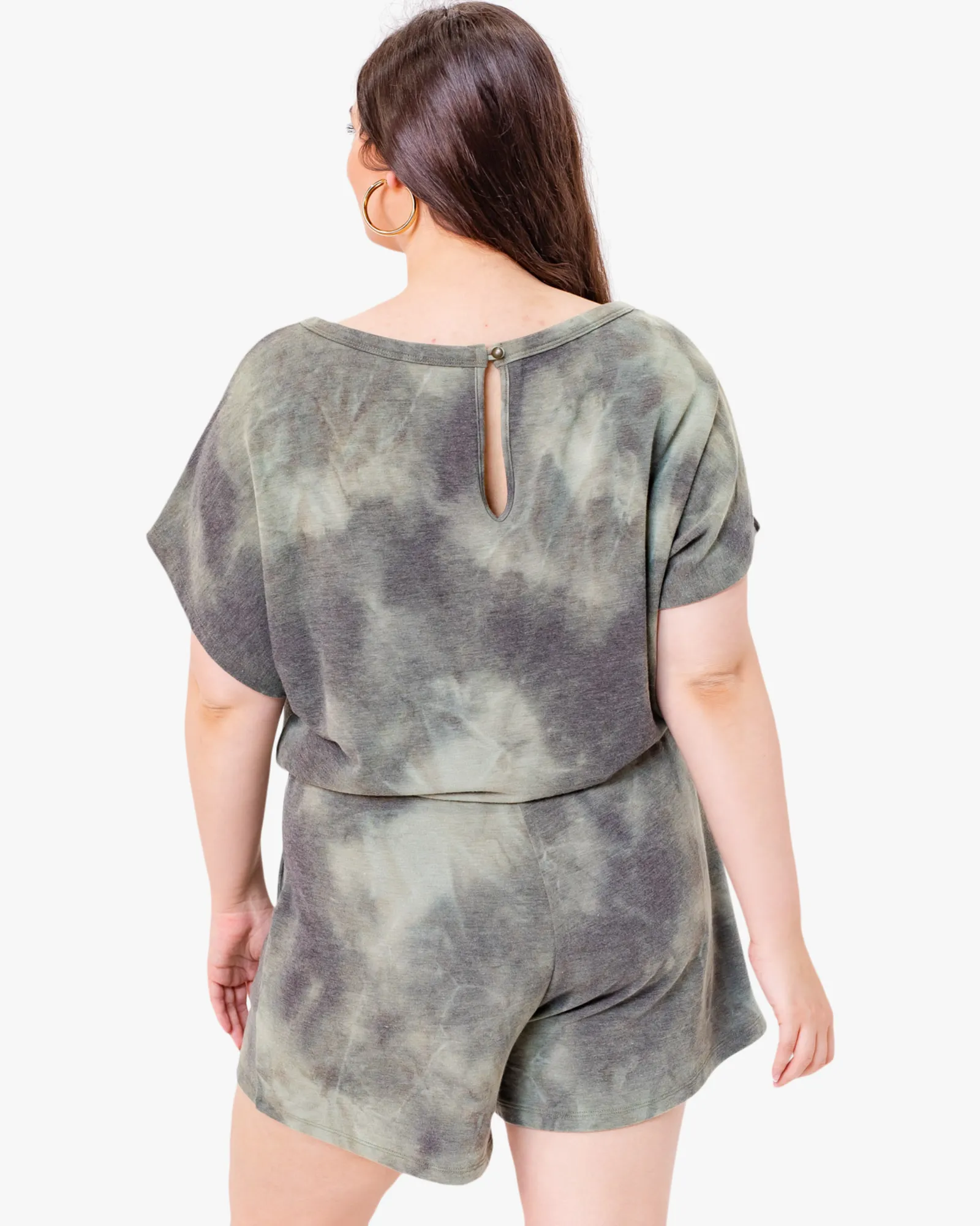 Melina Short-Sleeved Romper | Light Green / Olive Green