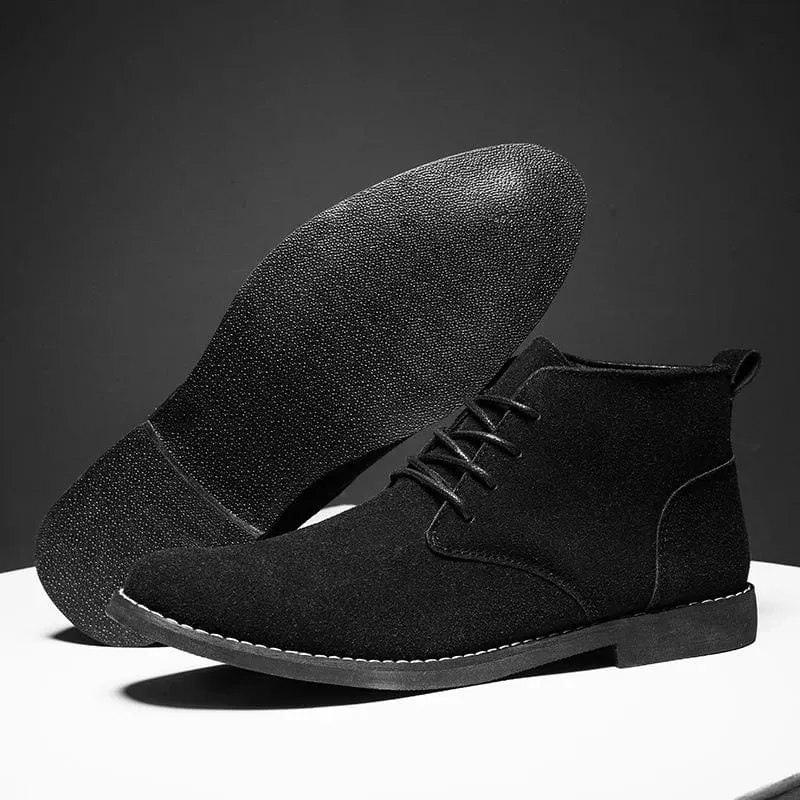 Men's Classic Suede Chelsea Boots | Lace-Up Ankle Footwear for Men