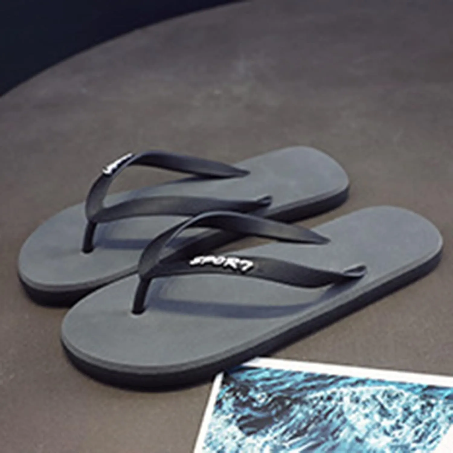 Men's Flip Flops with Arch Support Men Fashionable Flat Toe Flip Flops Flat Beach Fashion Toe Sandals