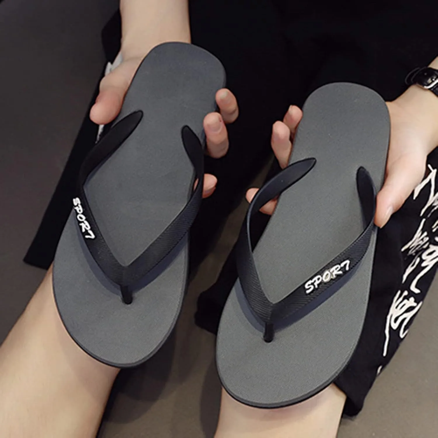 Men's Flip Flops with Arch Support Men Fashionable Flat Toe Flip Flops Flat Beach Fashion Toe Sandals