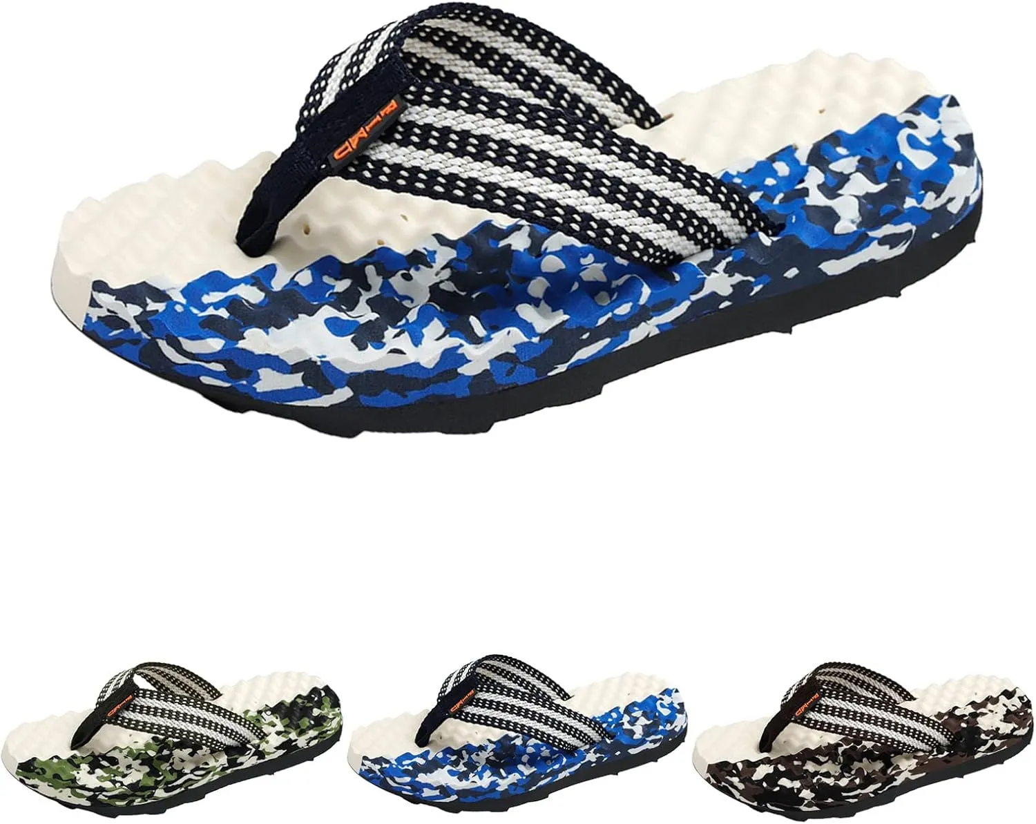 Mens Sandals Flip Flops Fashion Summer Men Flip Flops Flat Bottom and Non Slip Light Slip On Comfortable Colorblock