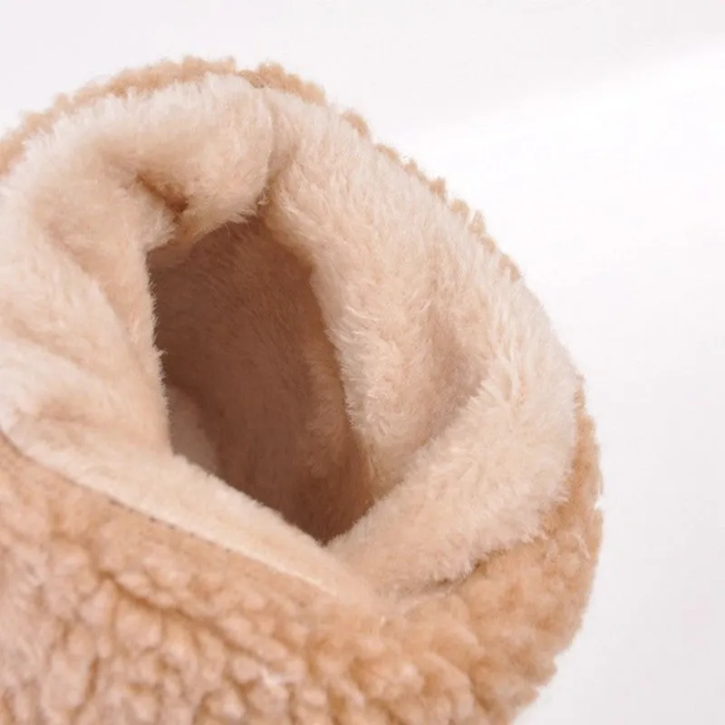 Owlkay Winter Mid-Calf Chunky Heel Suede Snow Boots