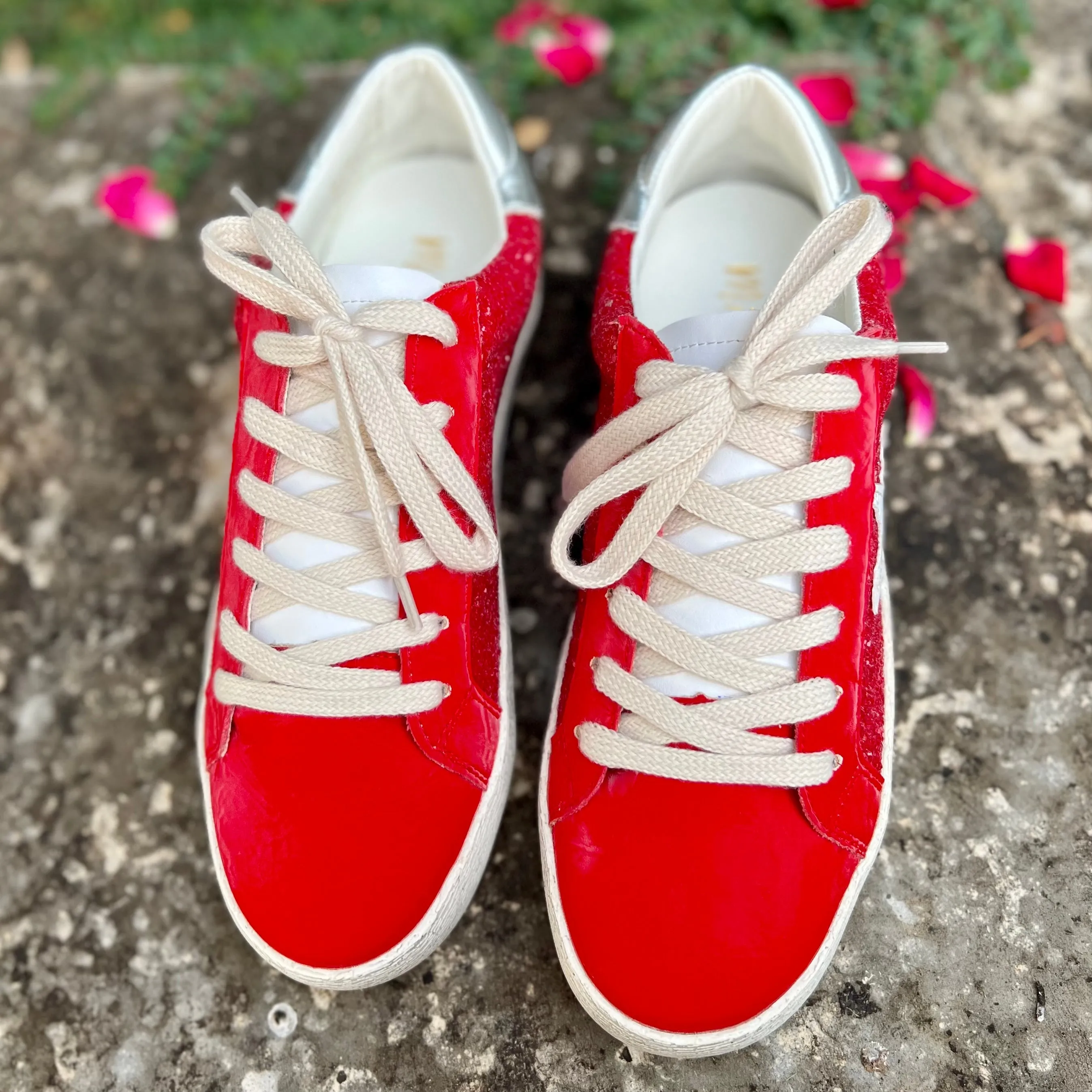 Red Glazed Star Sneakers