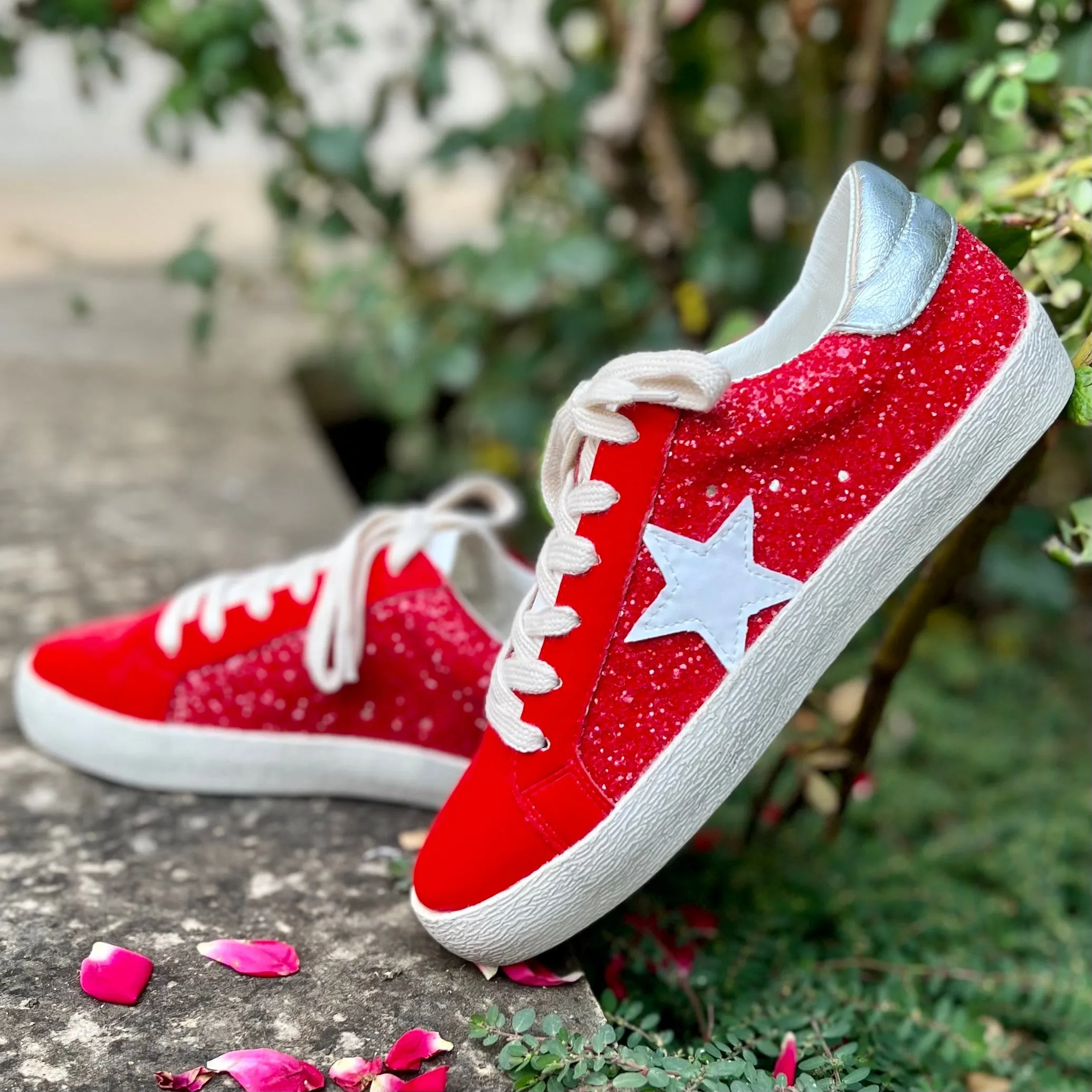 Red Glazed Star Sneakers
