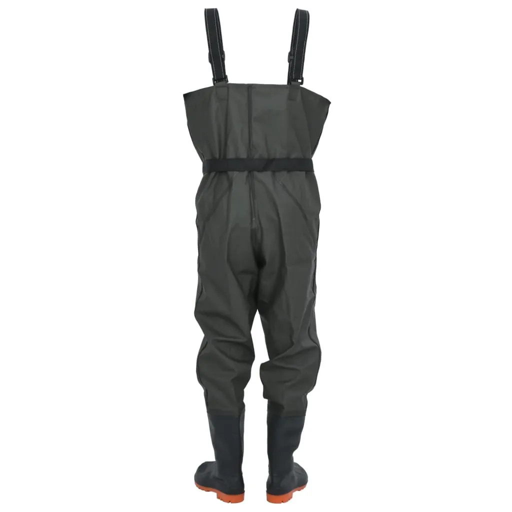 vidaXL Chest Waders with Boots and Belt Dark Green Size 42