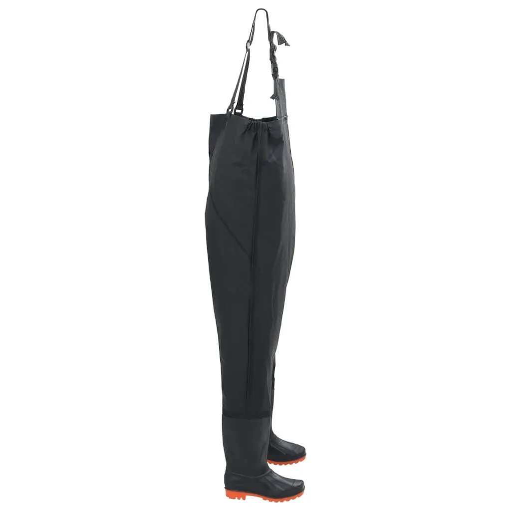 vidaXL Chest Waders with Boots Black Size 44