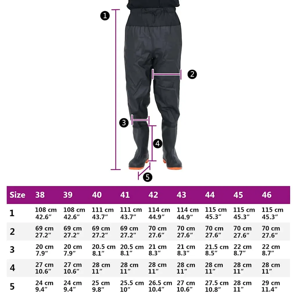 vidaXL Waist Waders with Boots Black Size 38